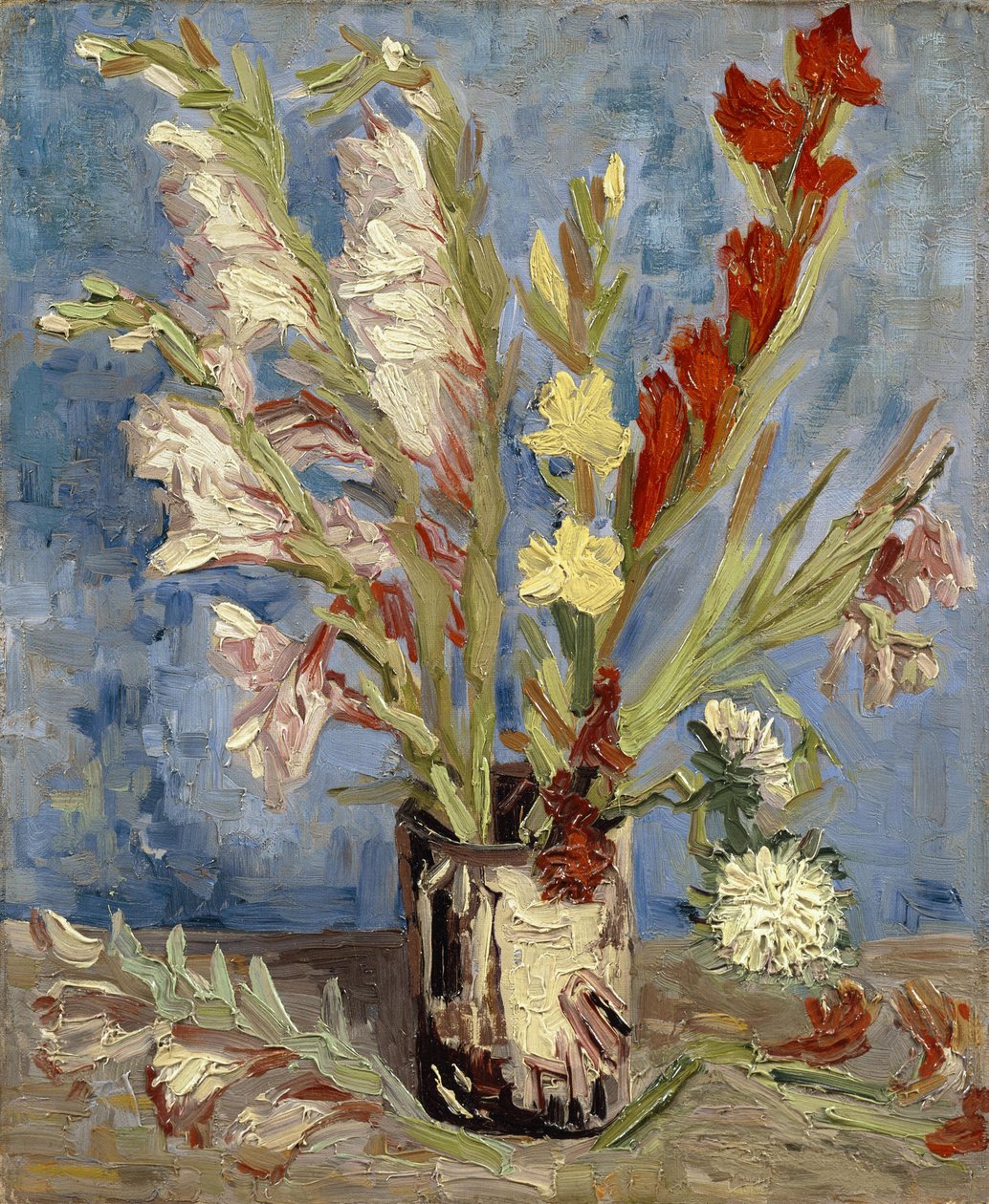 Vaso con gladioli da giardino e astri cinesi da Vincent van Gogh