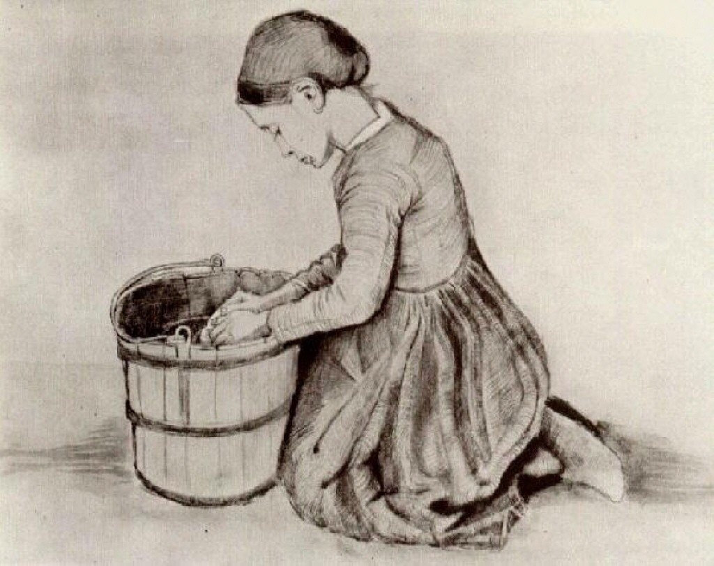 Ragazza inginocchiata davanti al secchio da Vincent van Gogh