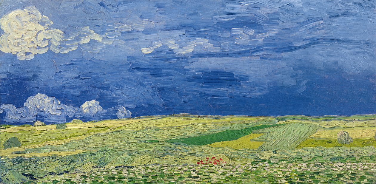 Campi di Grano sotto Nuvole Temporalesche, 1890 da Vincent van Gogh