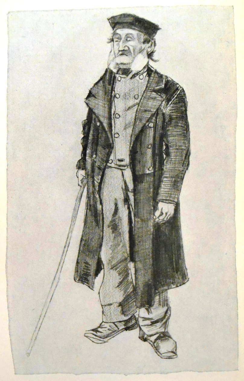 Inquilino del ricovero con berretto e bastone da Vincent van Gogh