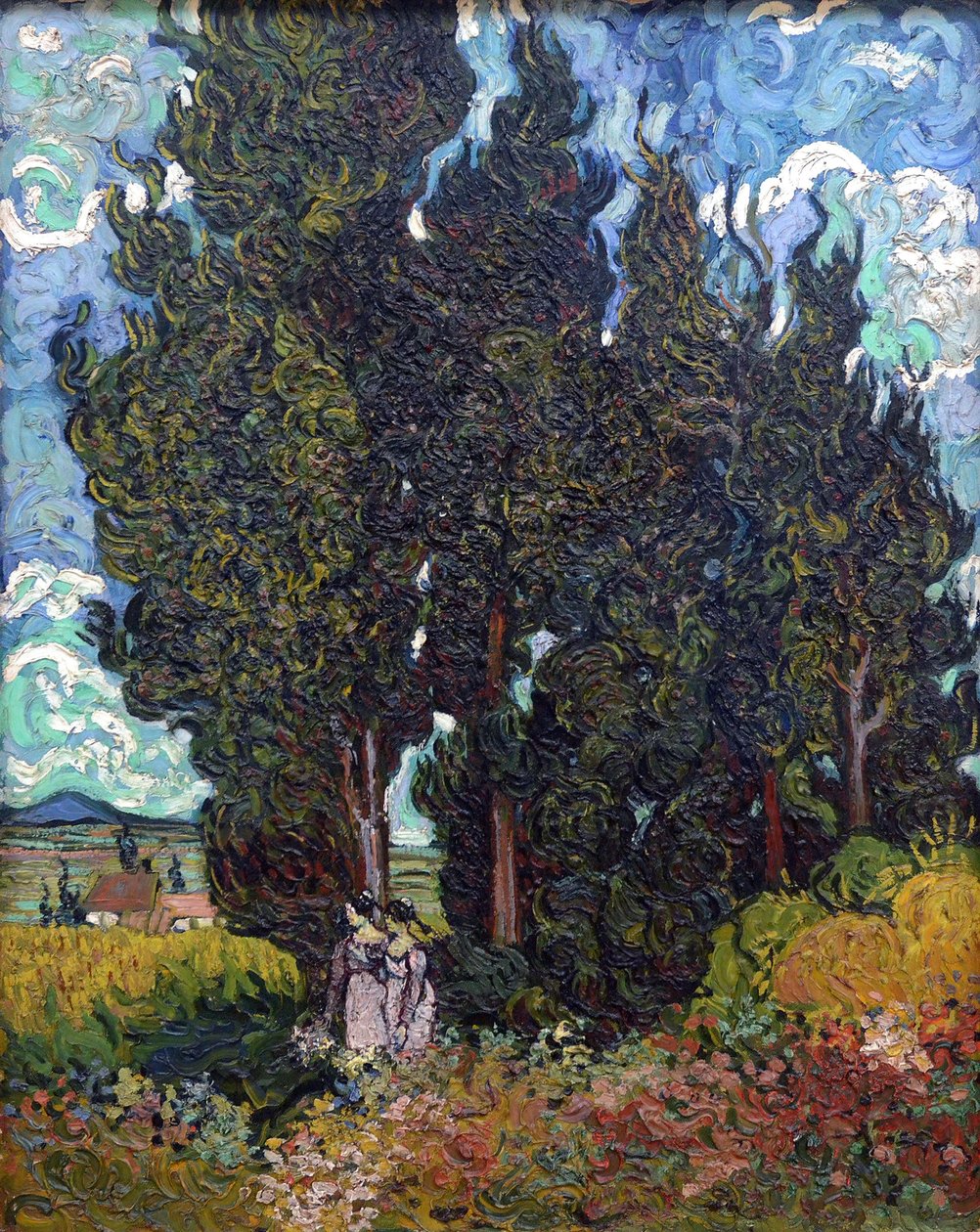 Cipressi con due figure, 1889-1890 da Vincent van Gogh