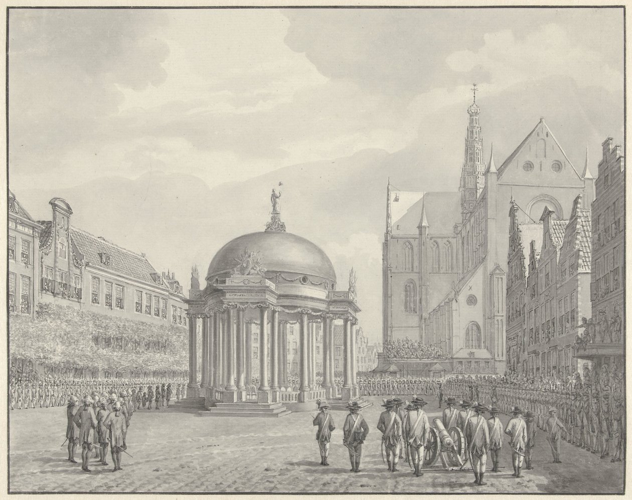 Il giuramento del Regolamento del Governo sulla Piazza Grande di Haarlem, 5 settembre 1787 da Vincent Jansz. van der Vinne