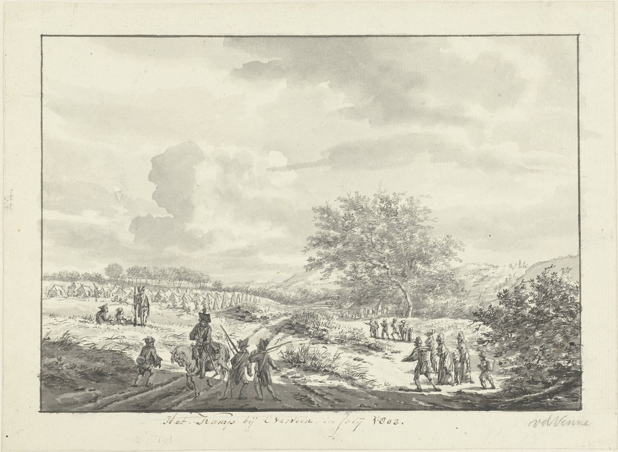 Campo militare nelle dune vicino a Overveen nel luglio 1803 da Vincent Jansz. van der Vinne