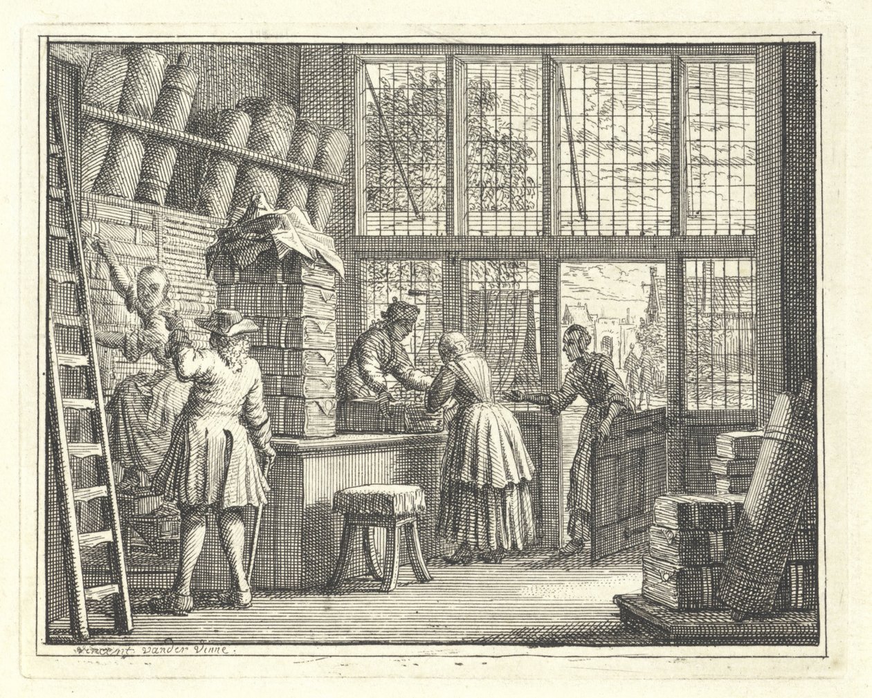 Interno di un negozio di tessuti da Vincent Laurensz. van der Vinne (II)