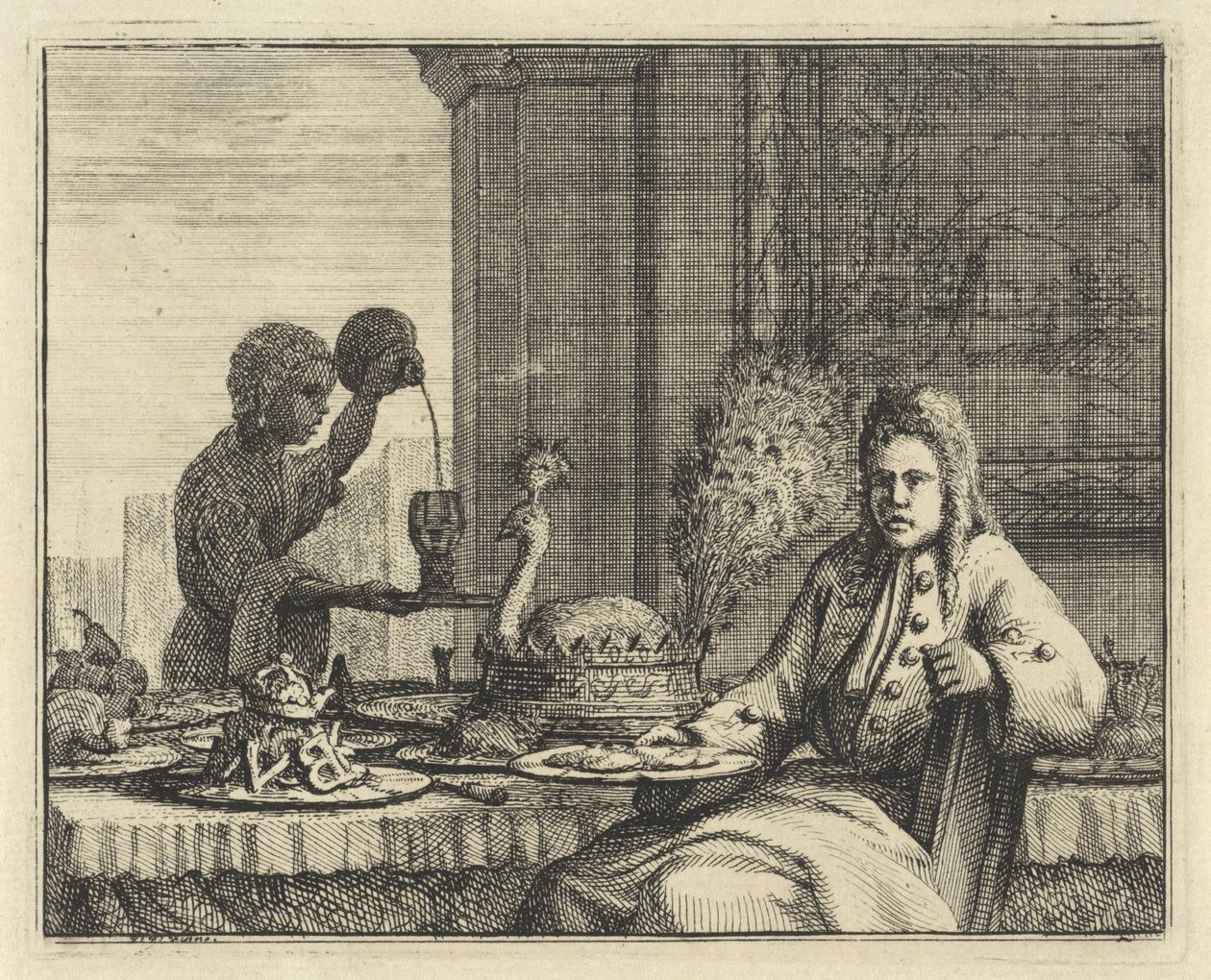 Uomo a un tavolo apparecchiato da Vincent Laurensz. van der Vinne (II)
