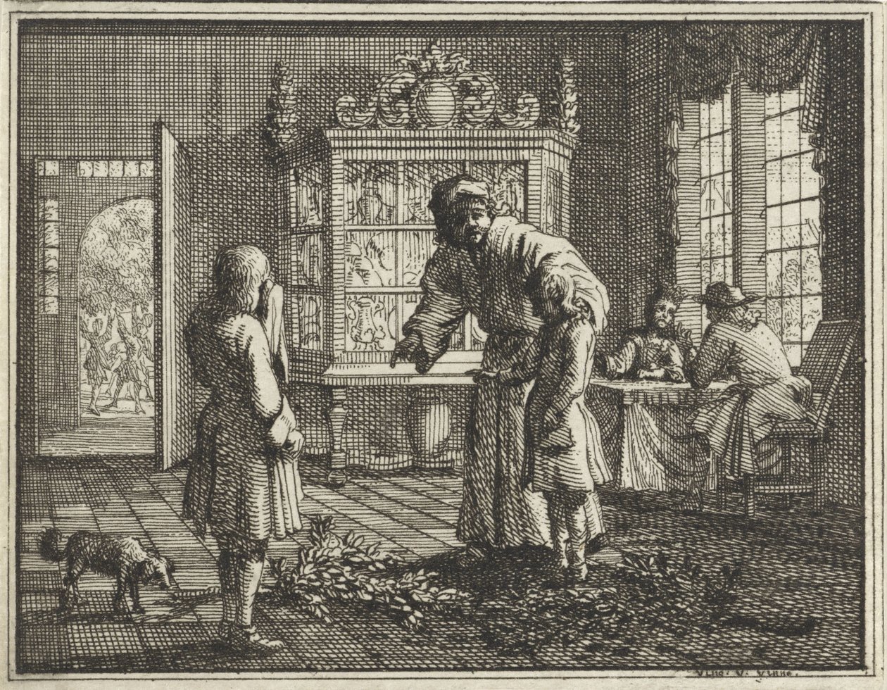 Padre rimprovera i suoi figli da Vincent Laurensz. van der Vinne (II)