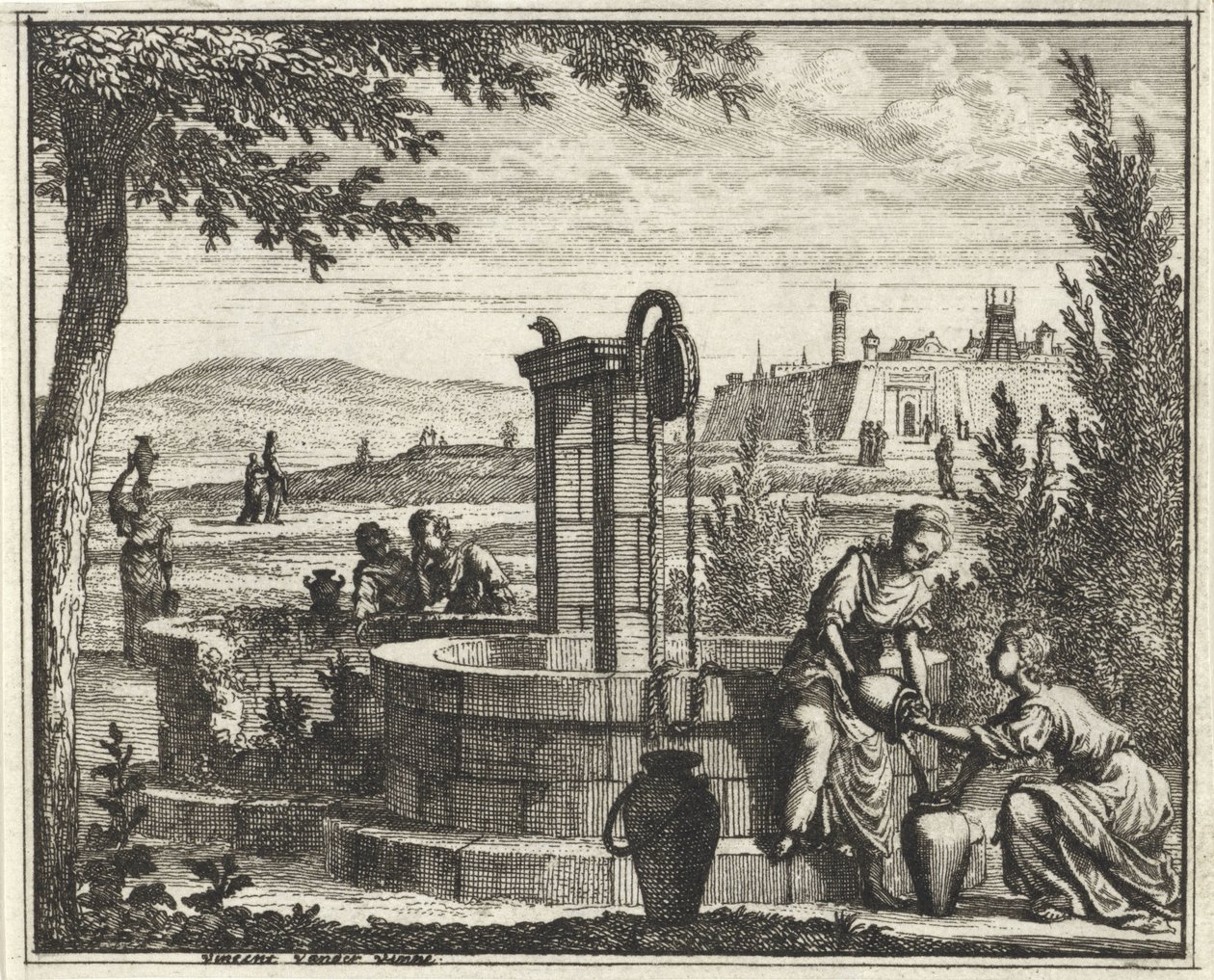 Donne presso un pozzo da Vincent Laurensz. van der Vinne (II)