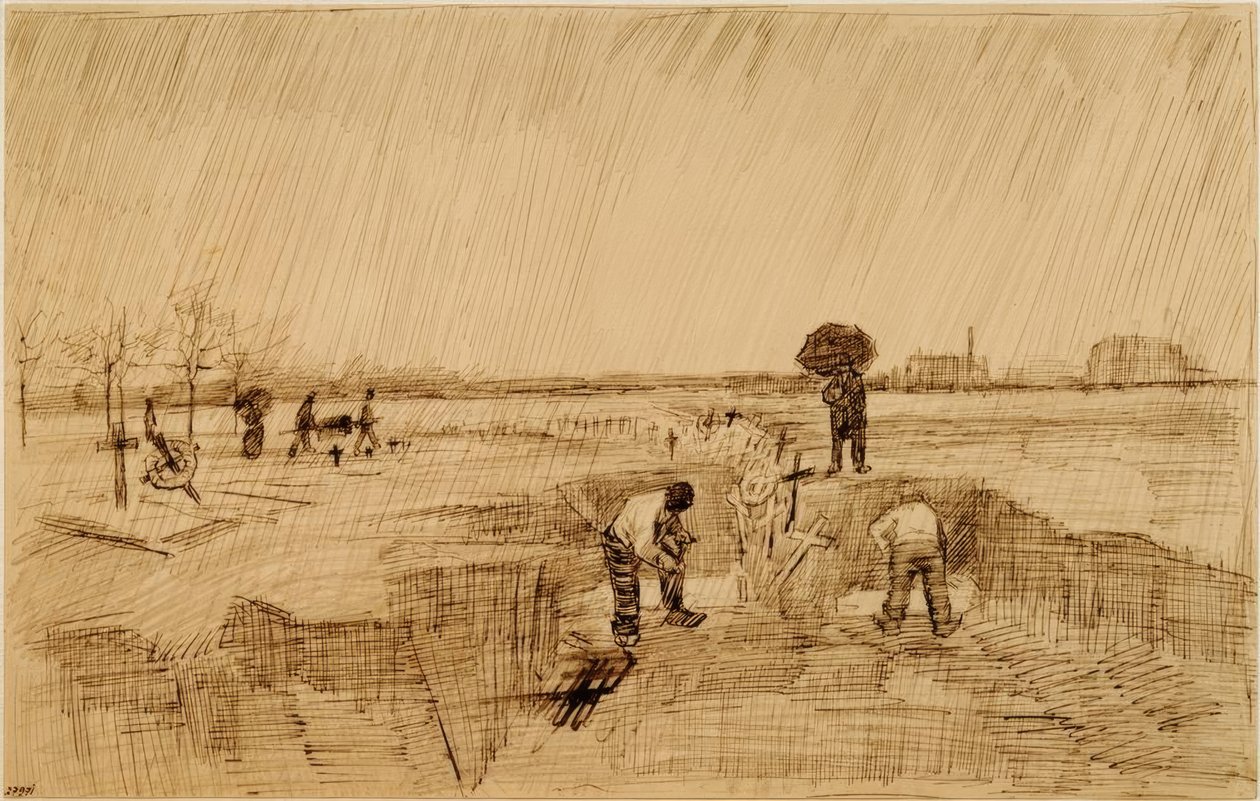 Cimitero sotto la pioggia da Vincent van Gogh