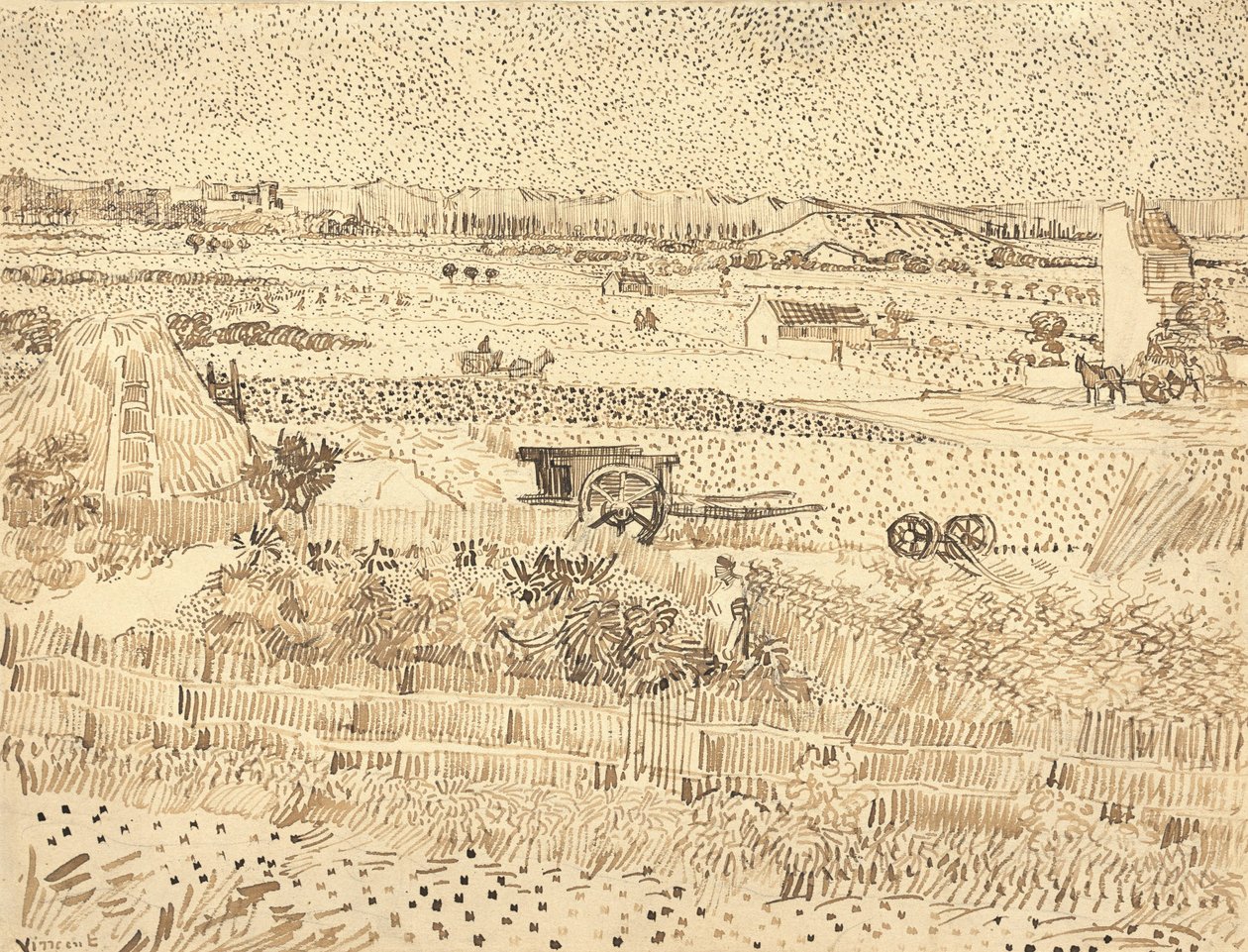 Raccolto--La Pianura di La Crau da Vincent van Gogh