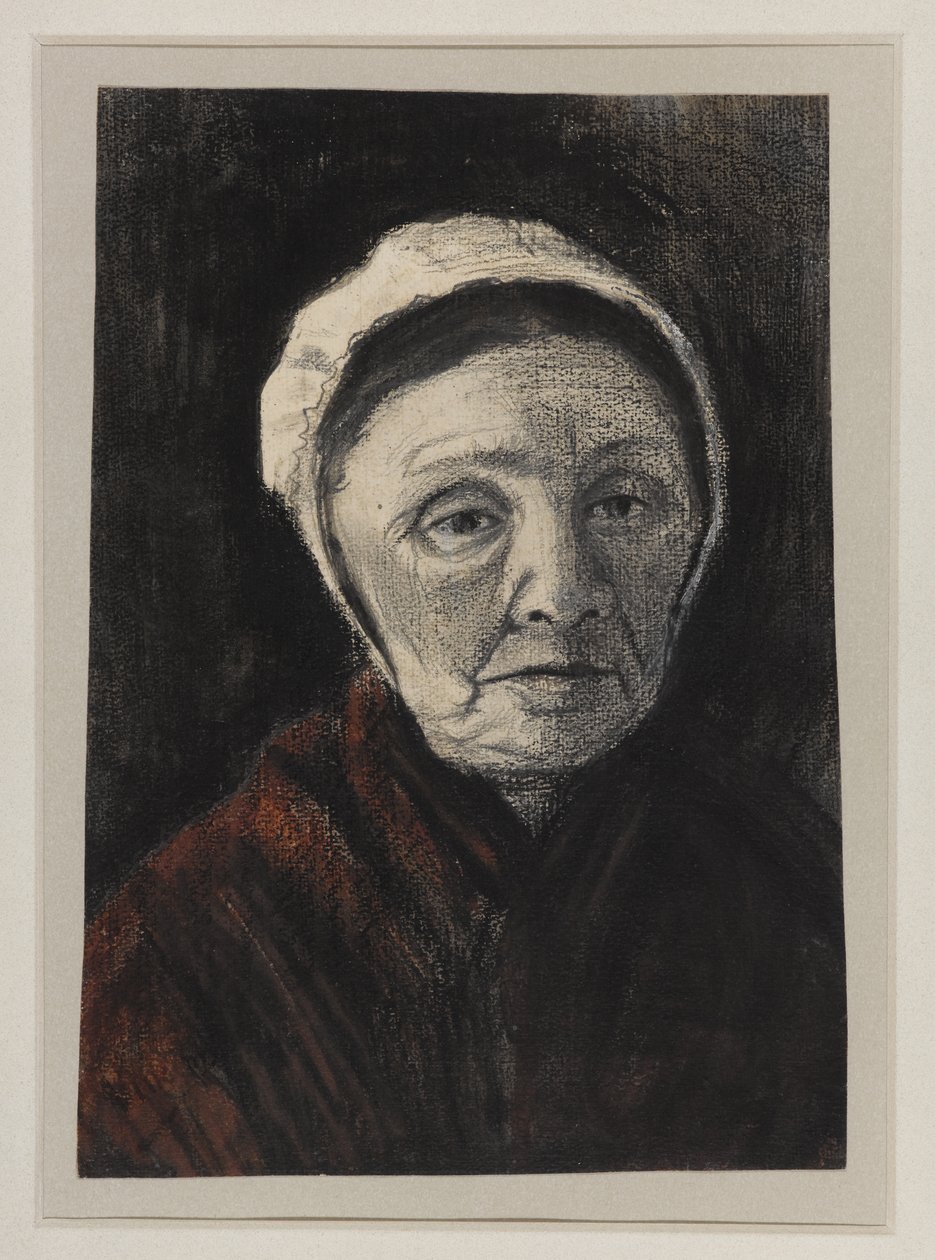 Testa di una vecchia donna con cappello di Scheveninger, 1882-83 da Vincent van Gogh