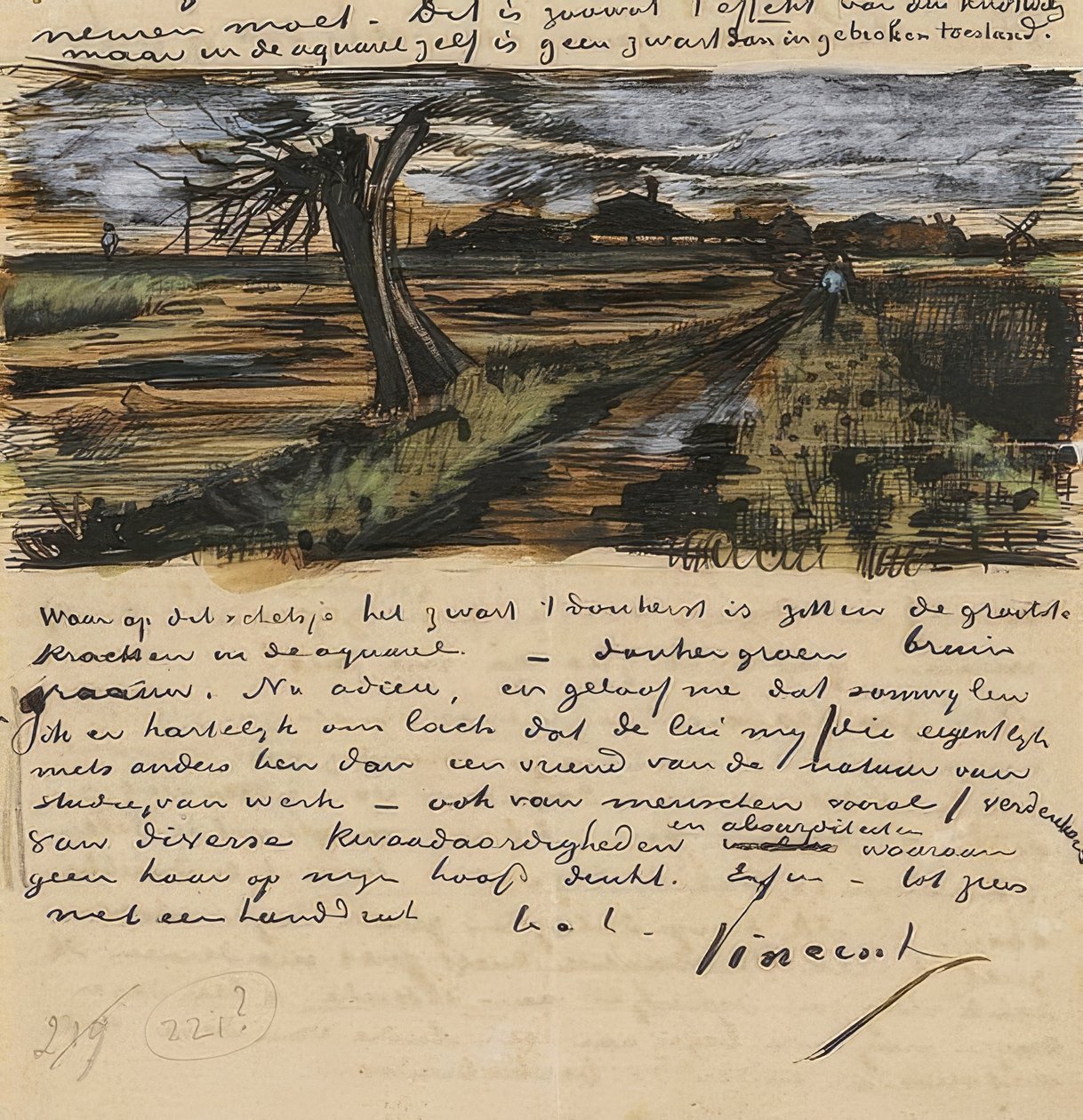Salice capitozzato, Lettera a Theo van Gogh da Vincent van Gogh