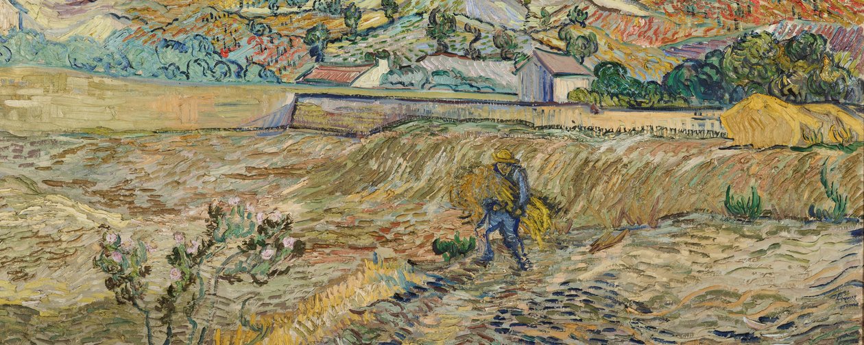 Paesaggio a Saint-Rémy (Campo recintato con contadino) da Vincent van Gogh