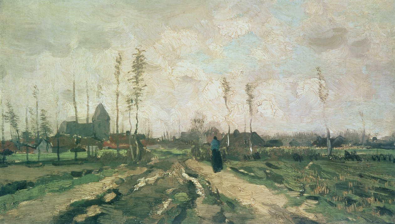 Paesaggio con una Chiesa e Case, Nuenen, 1885 da Vincent van Gogh
