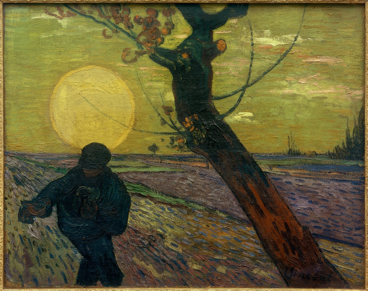 Tableau Toile Van Gogh "Seminatore Al Tramonto" - Reproduction Sur Toile Encadrée, Déco Maison