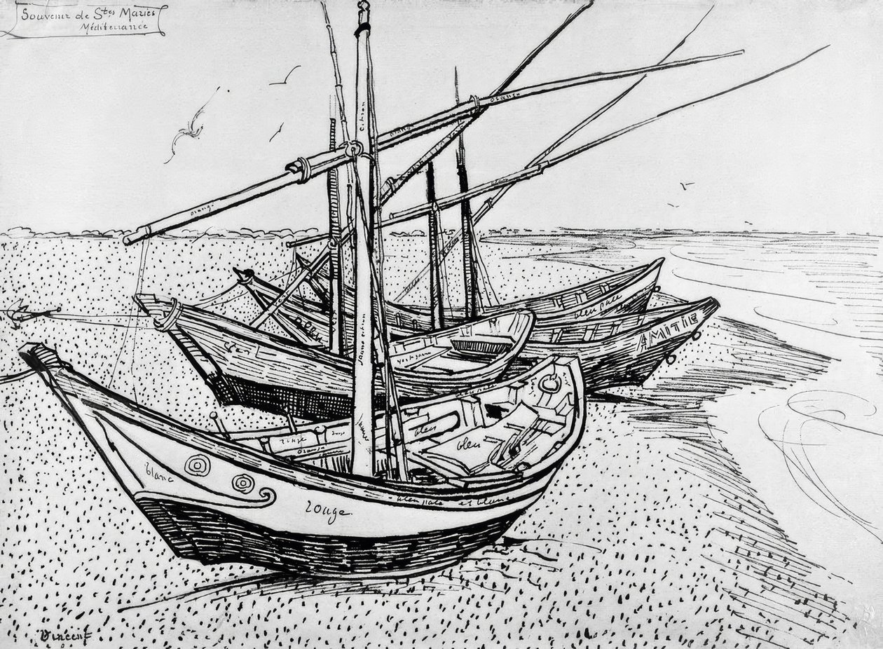 Barche a vela a Saintes-Maries da Vincent van Gogh