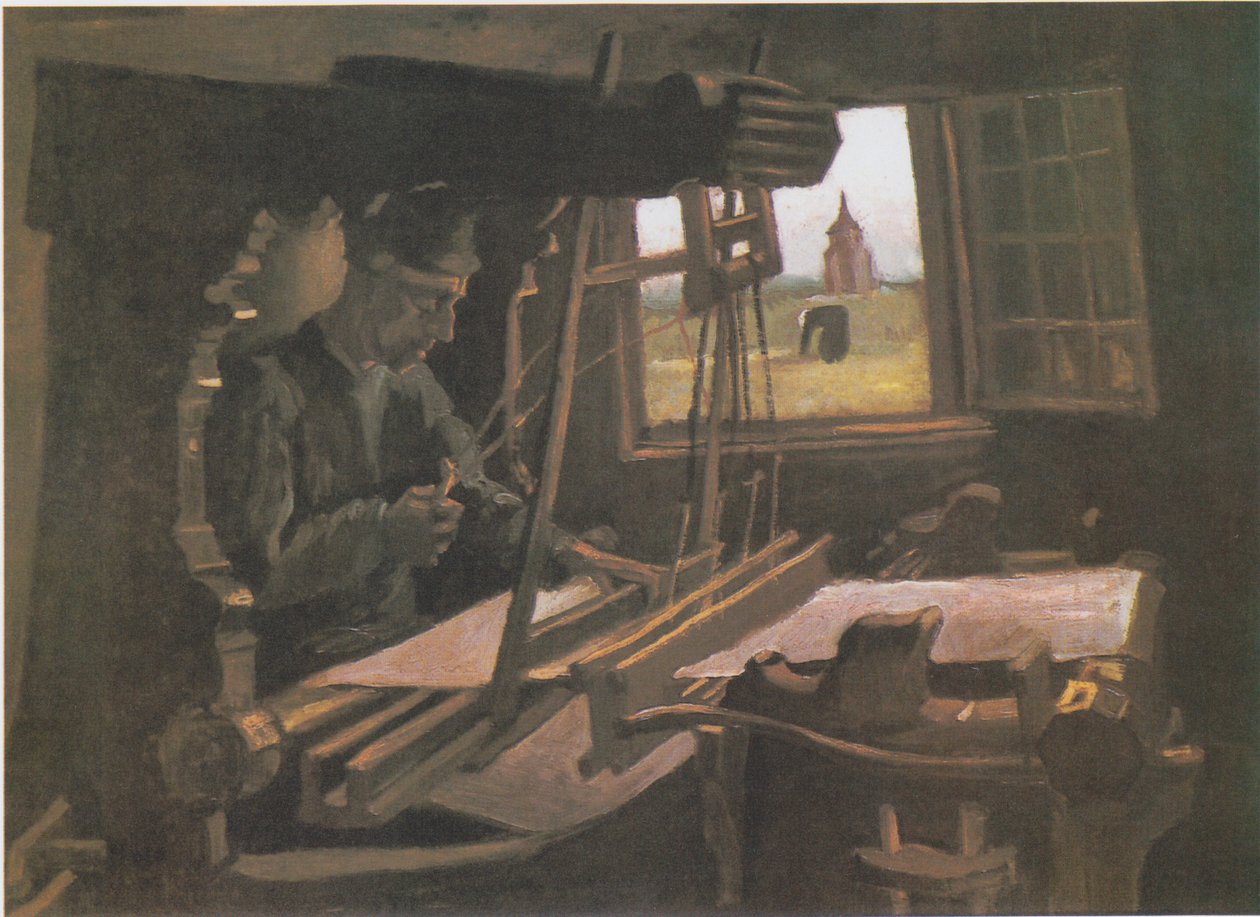 Weber davanti a una finestra aperta con vista sulla Torre di Nuenen da Vincent van Gogh