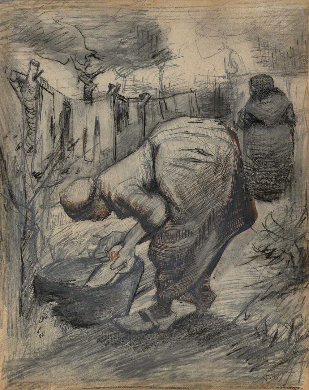 Donna alla vasca da bucato, in un giardino da Vincent van Gogh