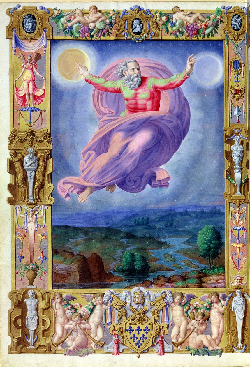 Latino 8880 fol.182v Dio Padre, dal Salterio di Papa Paolo III, 1542 da Vincenzio Raimondi or Raimondo