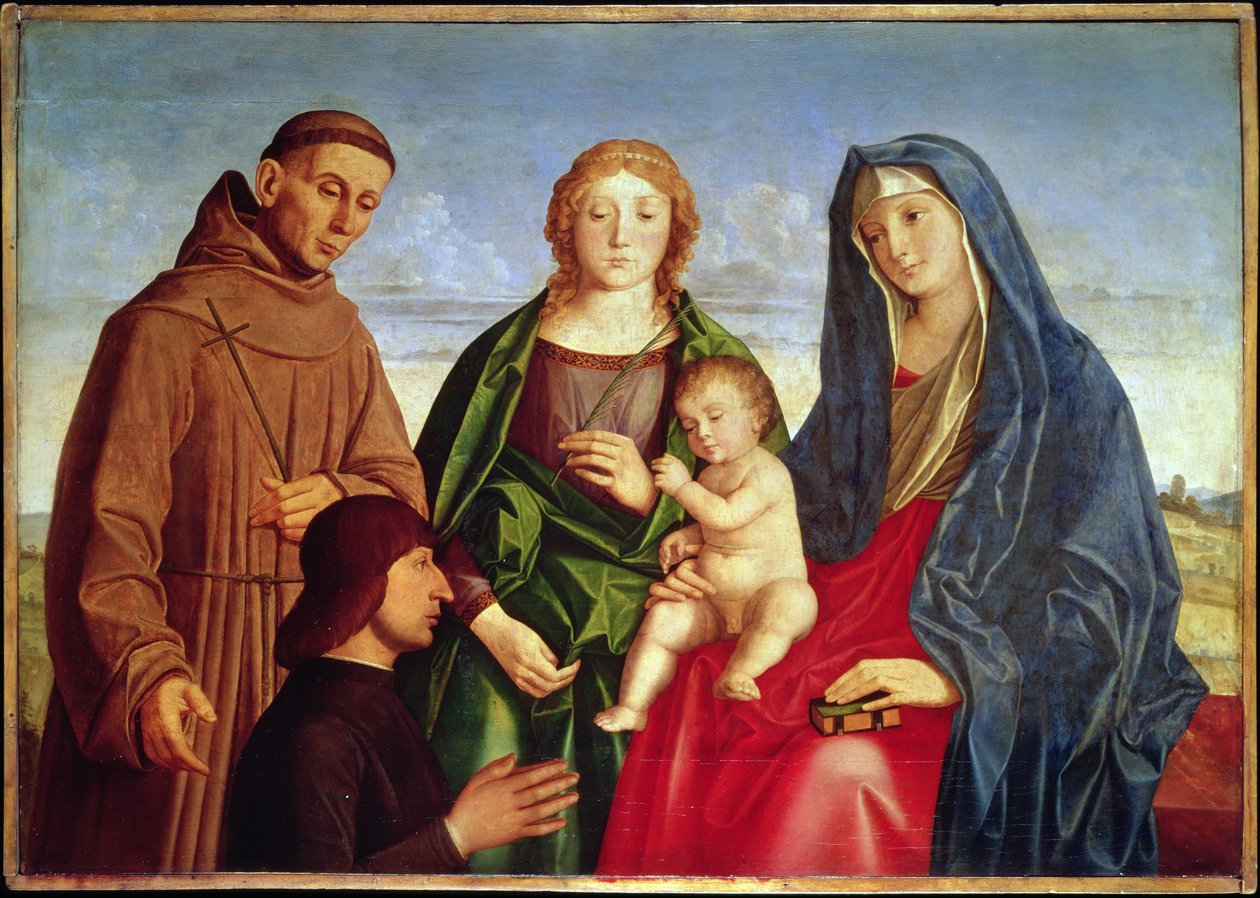 La Vergine e il Bambino con San Francesco, una santa e un donatore da Vincenzo di Biagio Catena