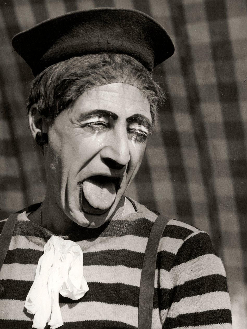 Ritratto di clown, Italia, 1950 circa (stampa alla gelatina d