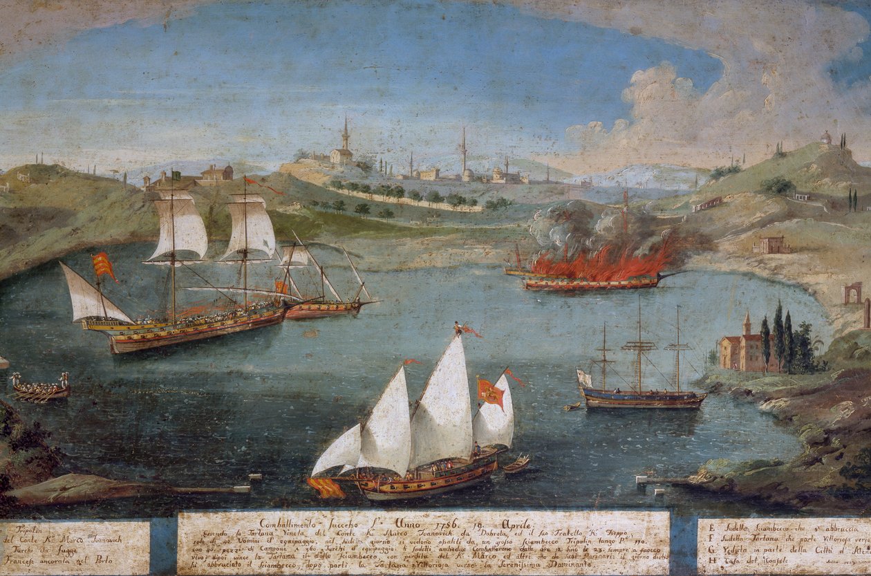 Battaglia navale tra le navi veneziane di Marco Ivanovich Dobrota e le navi turche, 19 aprile da Vincenzo Chilone