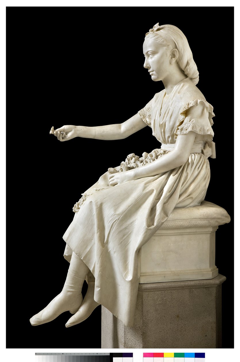 Ritratto della Marchesa Virginia Busti Porro da giovane o giovane donna che offre un fiore da Vincenzo Vela