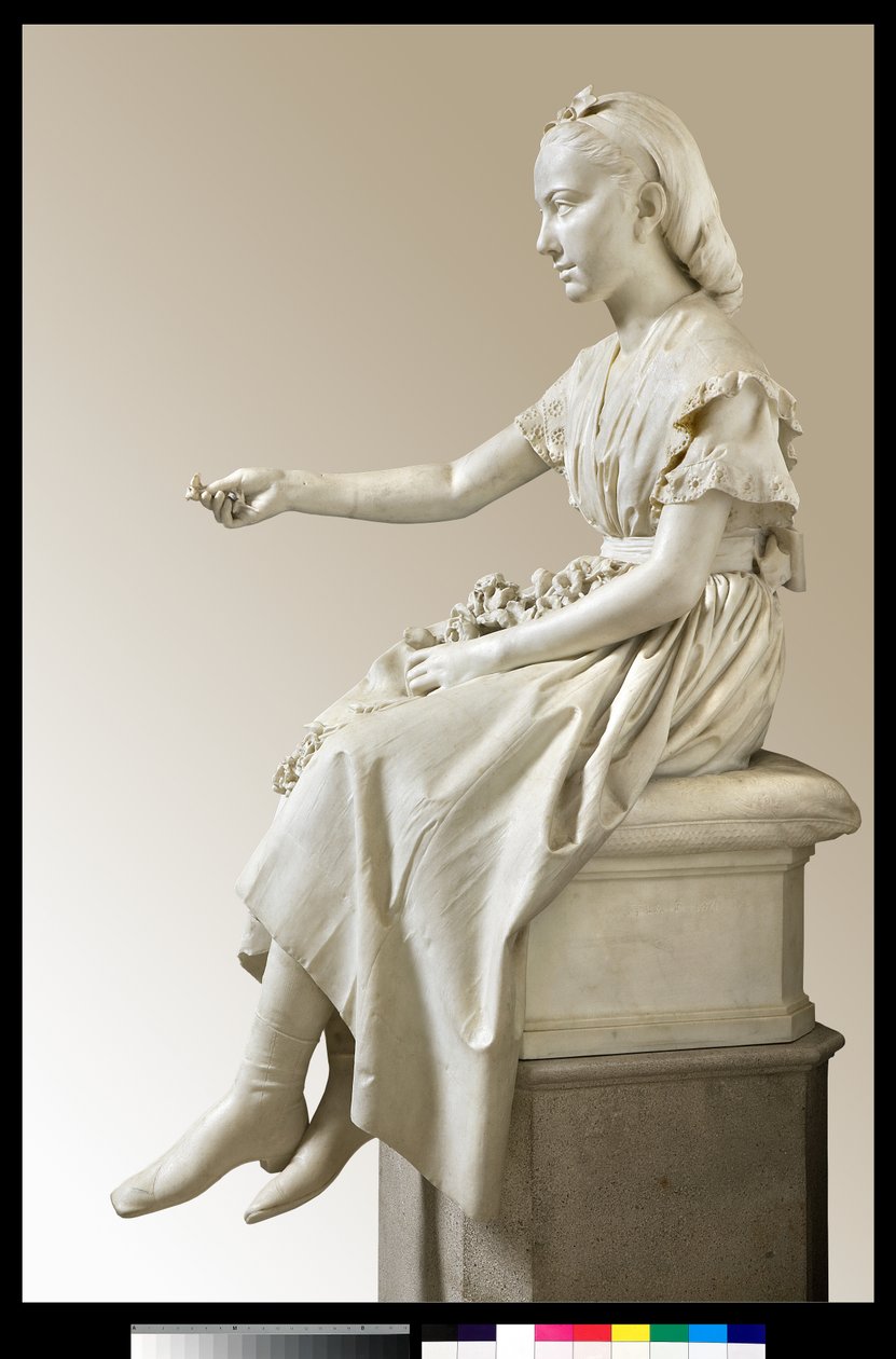 Ritratto della Marchesa Virginia Busti Porro da giovane o giovane donna che offre un fiore da Vincenzo Vela