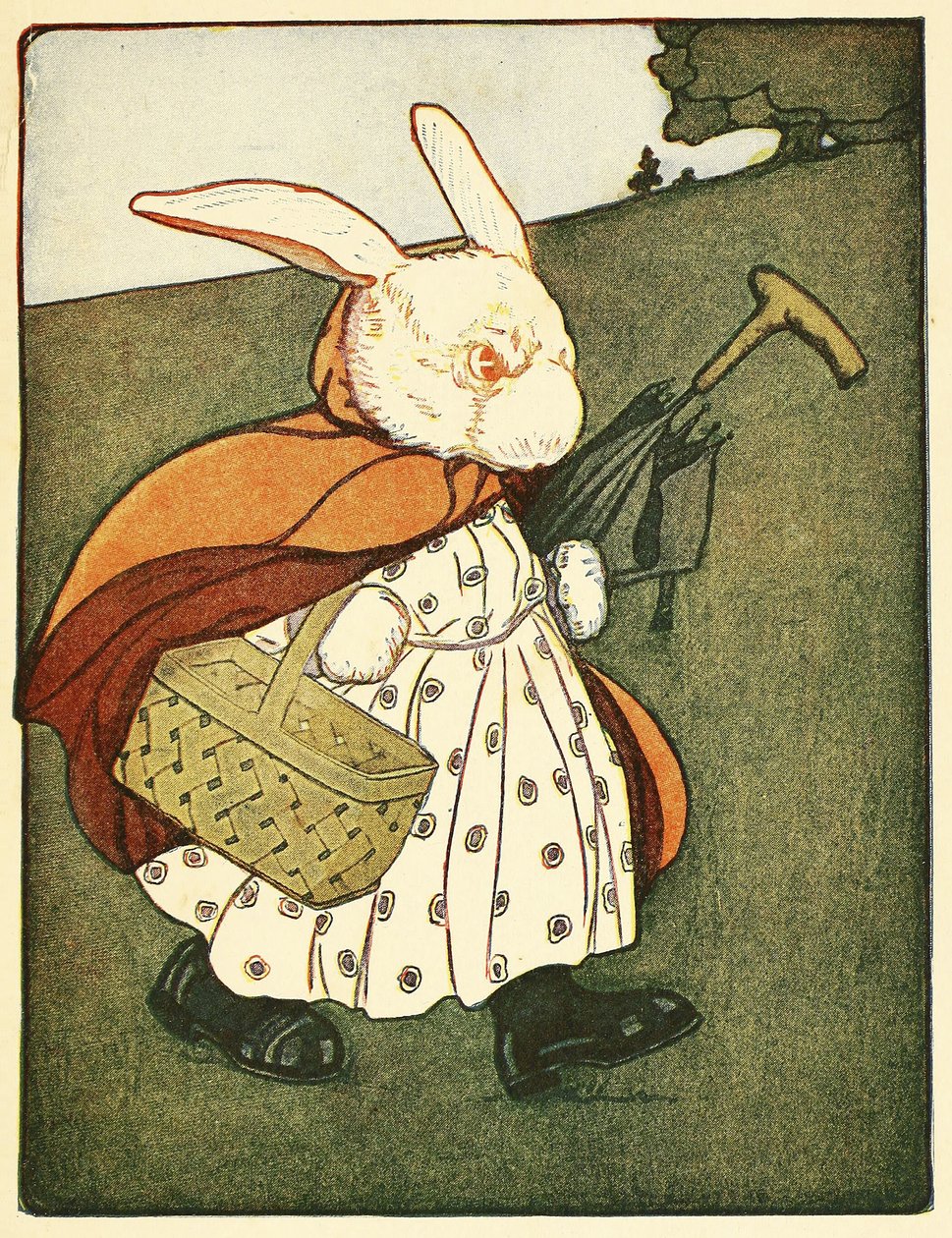 Poi la vecchia signora Coniglio... attraversò il bosco fino al fornaio, da The Tale of Peter Rabbit, pub. 1916 (litografia a colori) da Virginia Albert
