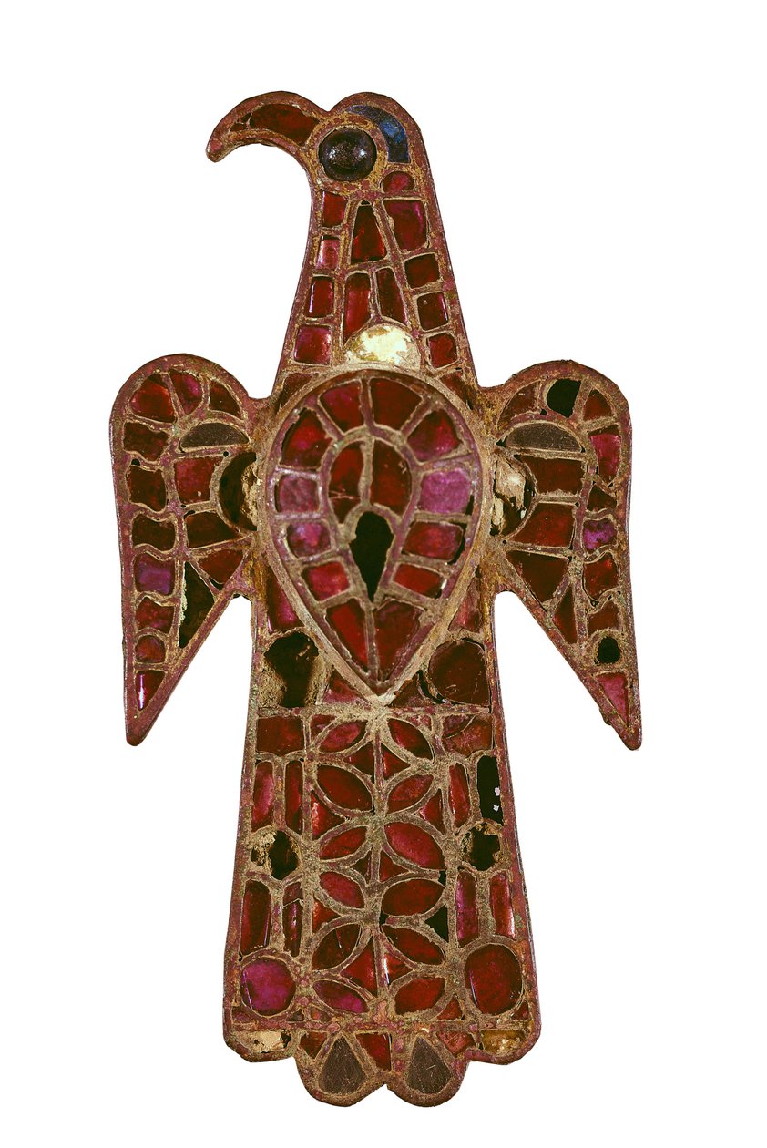 Fibula visigota a forma di aquila, VI secolo, Bronzo e pasta vitrea con tecnica cloisonné da Visigothic Visigothic