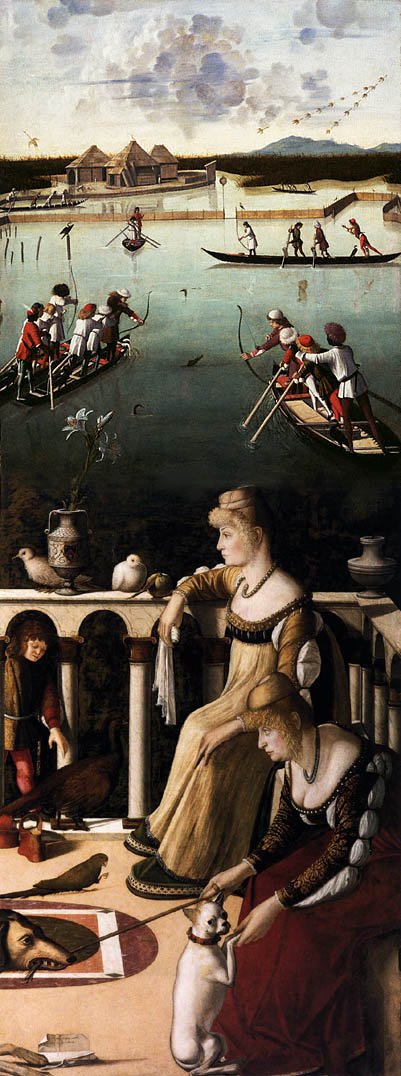 Due dame veneziane e caccia in laguna da Vittore Carpaccio