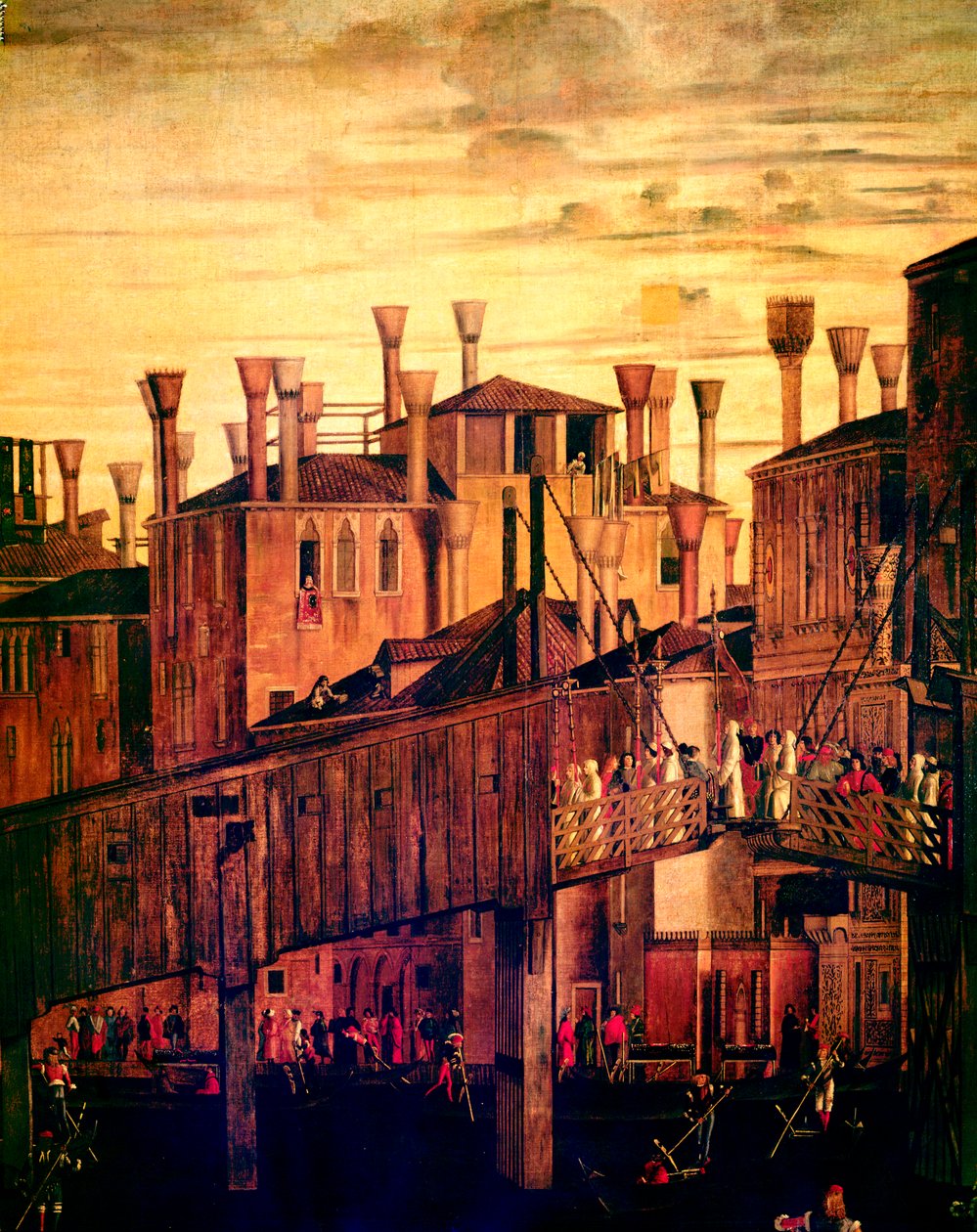 Ponte di Rialto in legno, da Il Miracolo della Reliquia della Vera Croce, 1494 da Vittore Carpaccio
