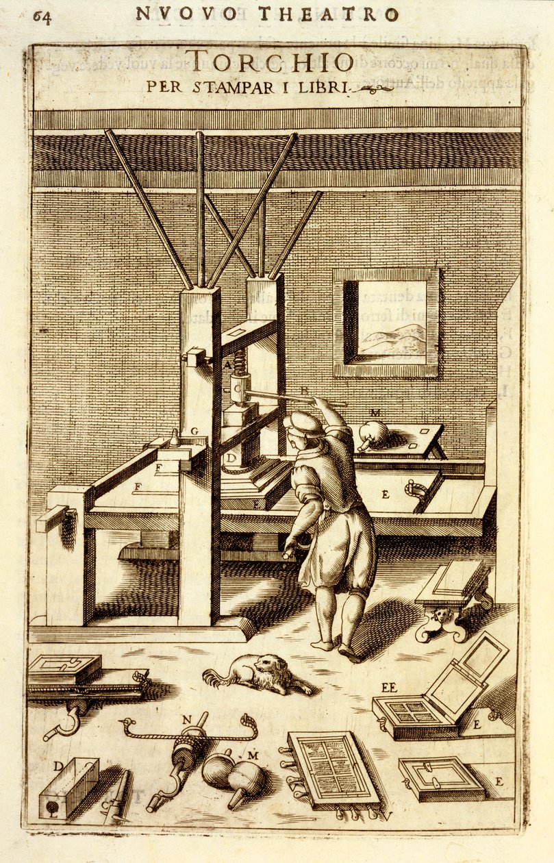 Tipografia per la stampa di libri, 1607 da Vittorio Zonca