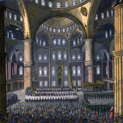 La celebrazione del Festival di Mewlod nella Moschea del Sultano Ahmed, tavola 41 da Parte III, Volume I di 