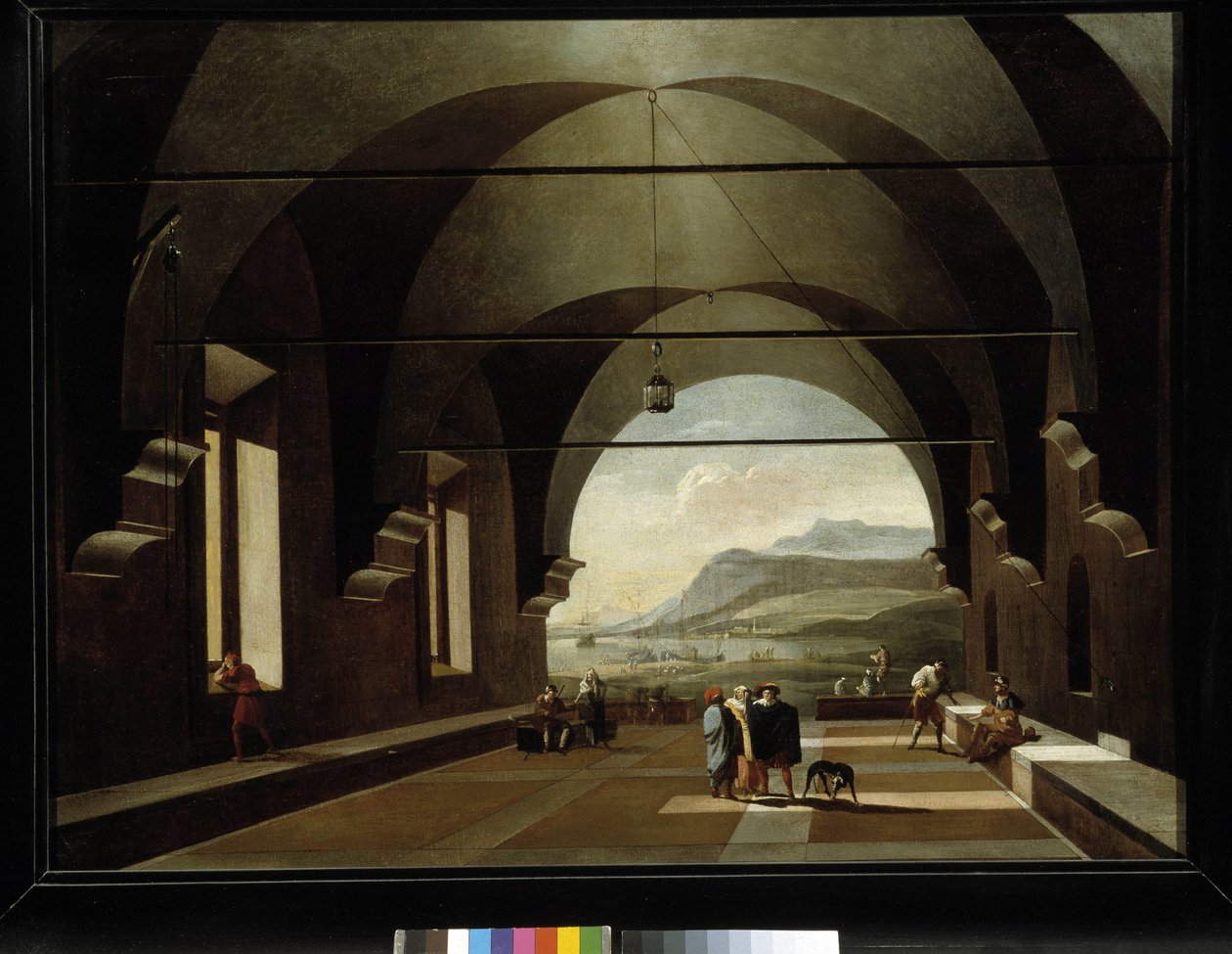 Galleria voltata con paesaggio marino sullo sfondo da Viviano Codazzi
