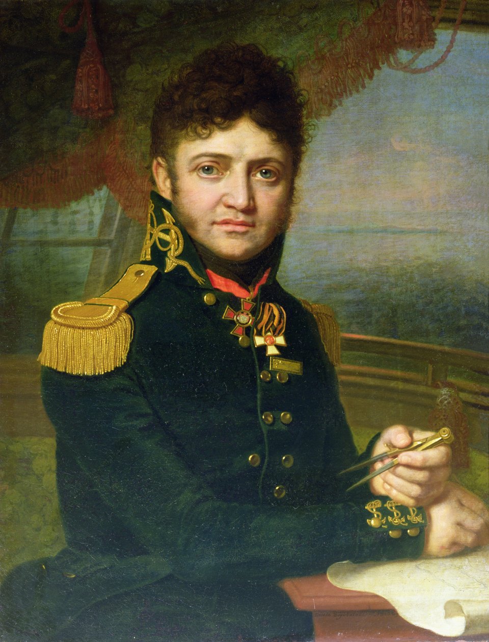 Ritratto di Yuri F. Lisyansky, 1810 da Vladimir Lukich Borovikovsky