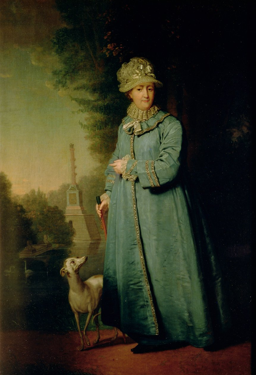 Passeggiata nel parco di Tsarskoye Selo (con la Colonna degli Scacchi sullo sfondo) 1794 da Vladimir Lukich Borovikovsky
