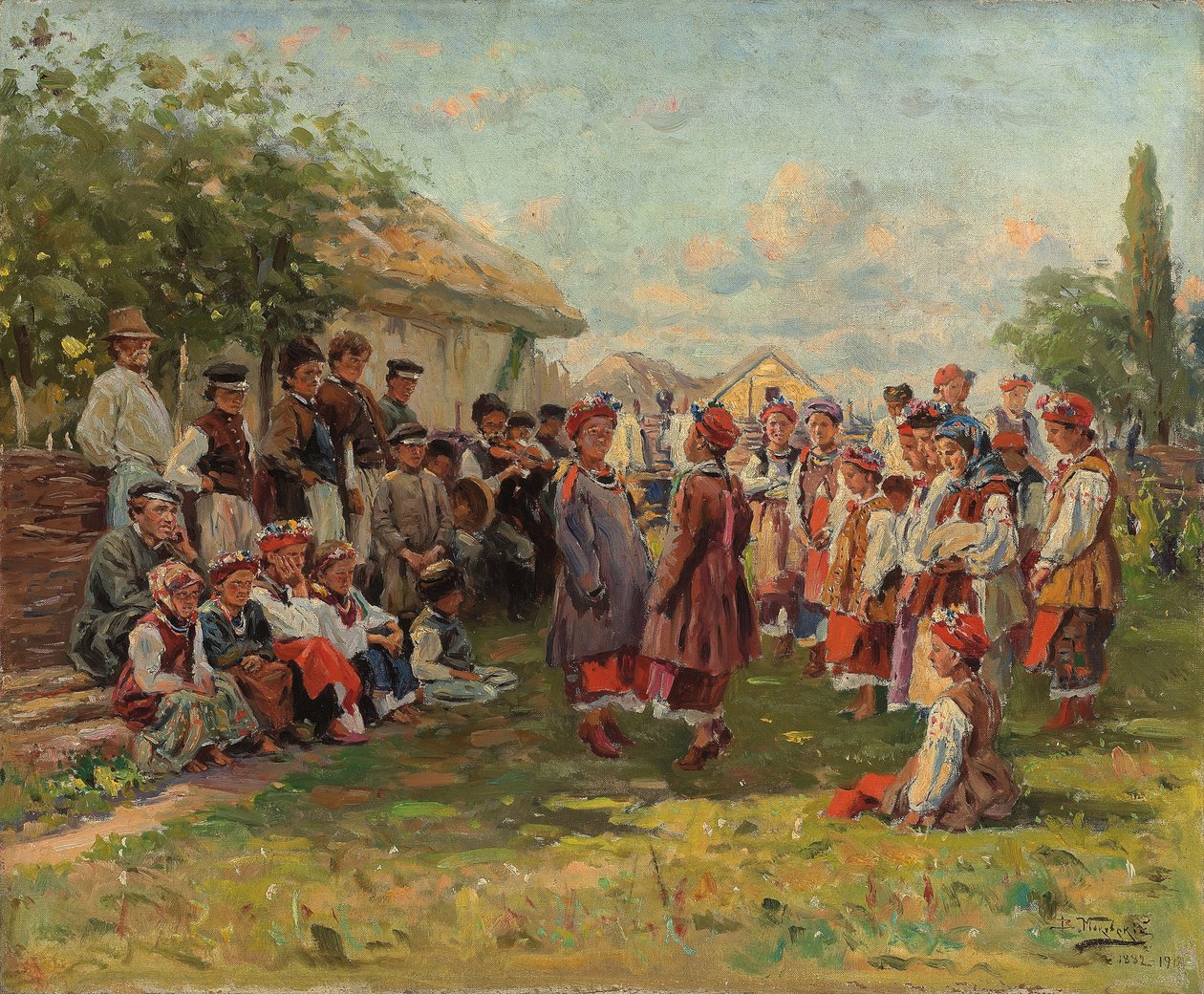 Festival in un villaggio ucraino, c. 1882-1917 da Vladimir Egorovic Makovsky