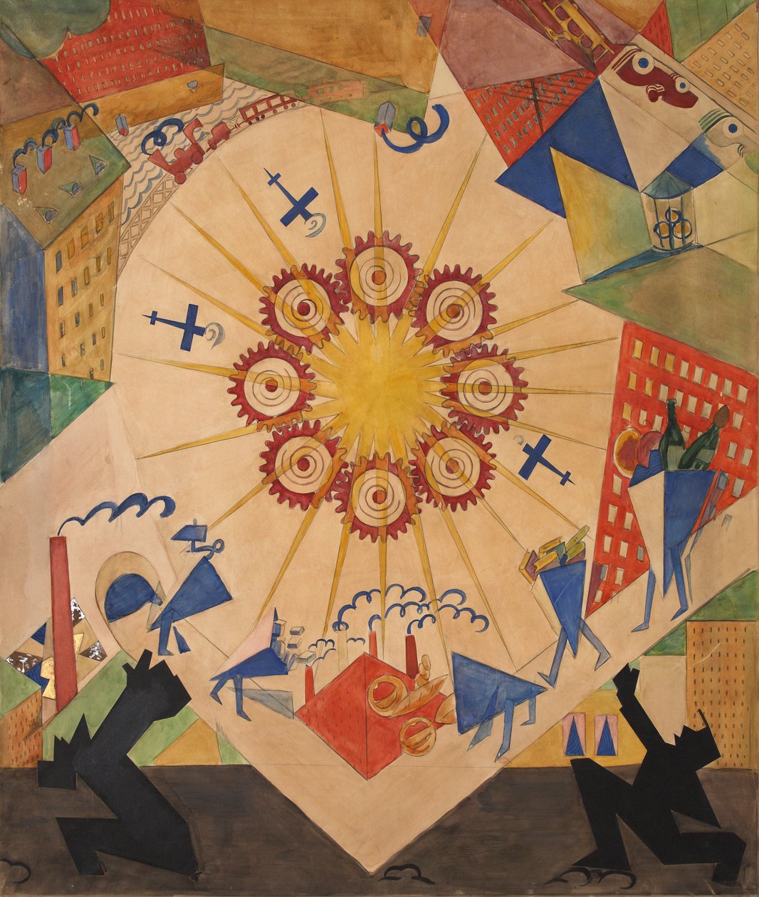 Terra promessa. Scenografia per il dramma teatrale Mistero-Buffo di Vladimir Mayakovsky, 1919 da Vladimir Vladimirovich Mayakovsky