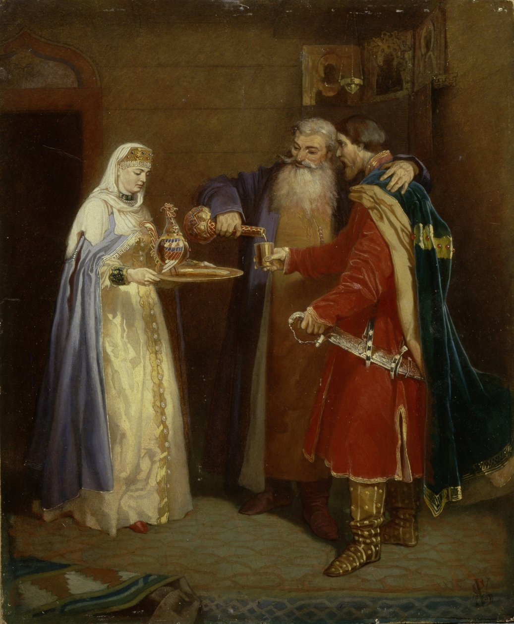 Accoglienza del boiardo Principe Serebrenni in visita al boiardo Morozov, 1865 da Vyacheslav Grigoryevich Schwarz