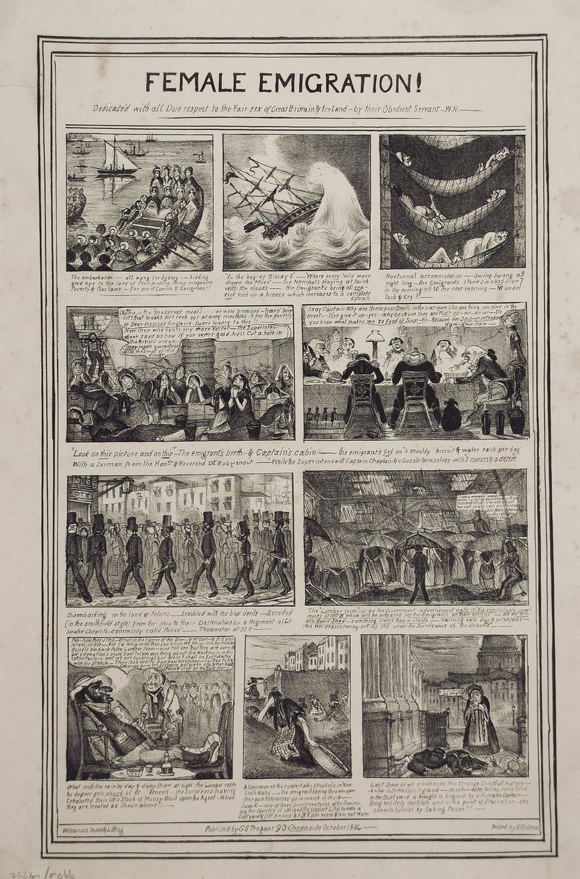 Emigrazione femminile!, stampato da R. Redman per G.S. Tregear, 90 Cheapside, Londra, ottobre 1834 da W. Newman