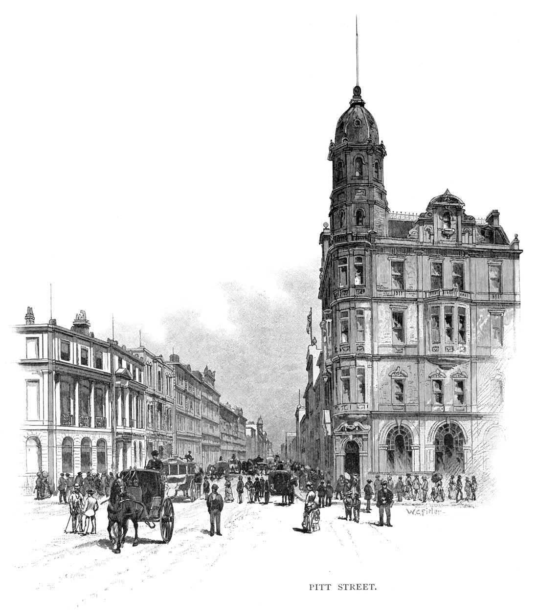 Pitt Street, Sydney, Nuovo Galles del Sud, Australia, 1886 da WC Fitler