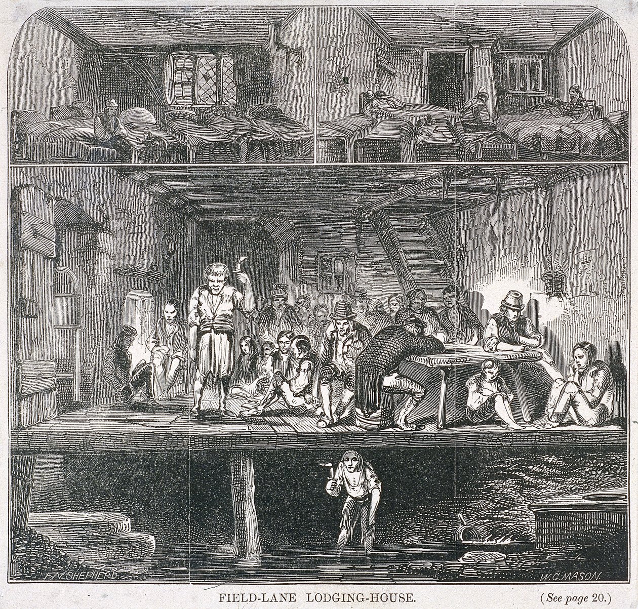Field Lane Lodging House, Londra, 1847 da WG Mason