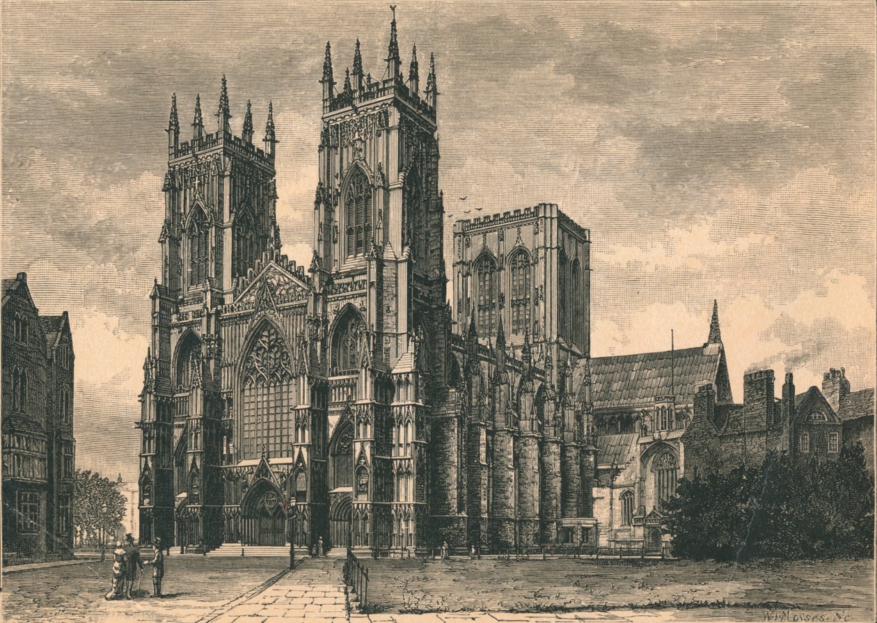Vista della cattedrale di York, XIX secolo da WI Mosses