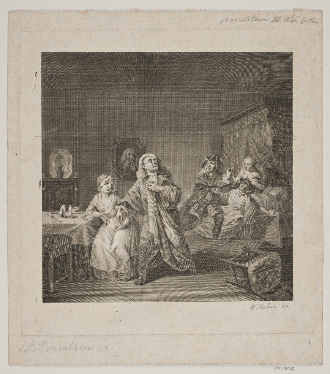 La stanza del parto III. atto 6. scena. Incisione dal Holberg Galleri di Lorenzen da WIlhelm Heuer