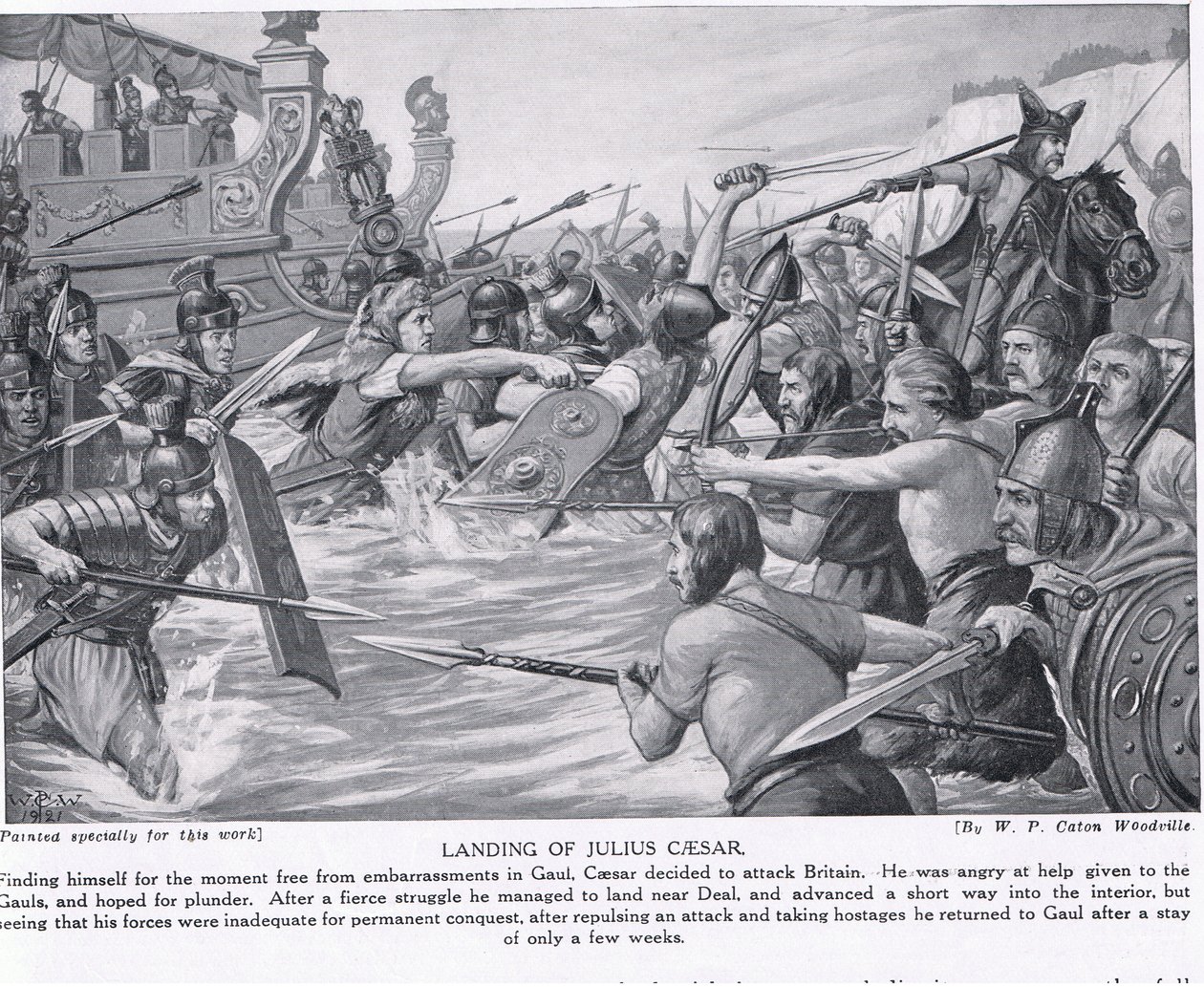Sbarco di Giulio Cesare, illustrazione da 
