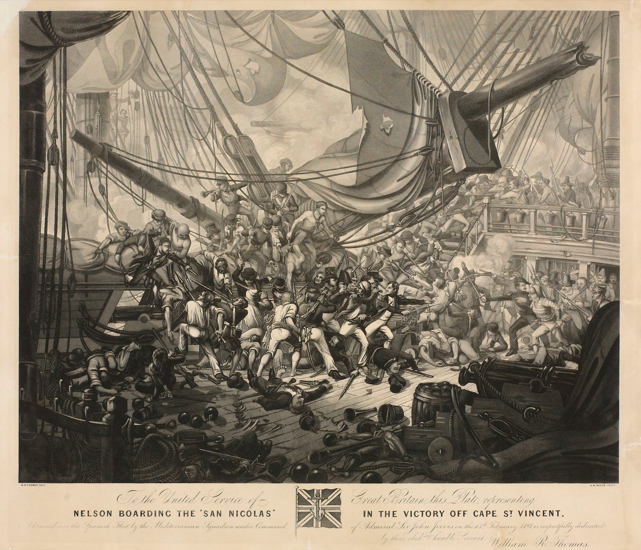 Nelson che sale a bordo del 