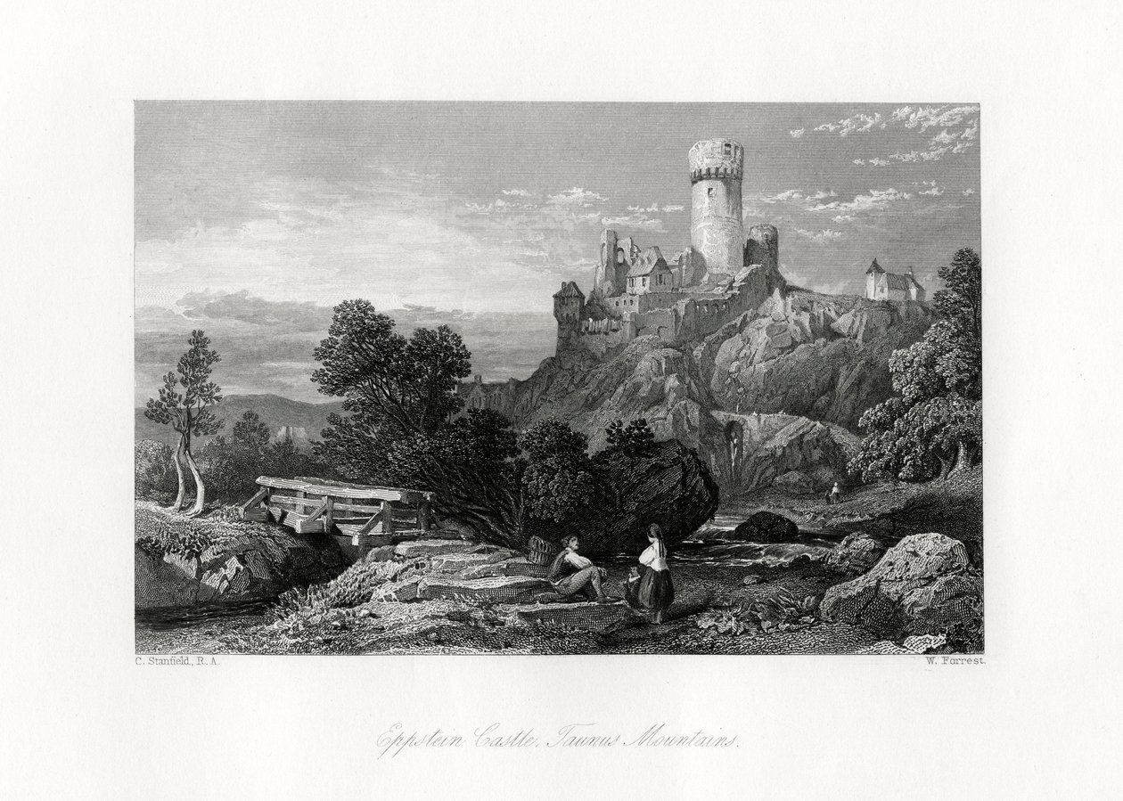 Castello di Eppstein, montagne del Taunus, Germania, XIX secolo da W. Forrest