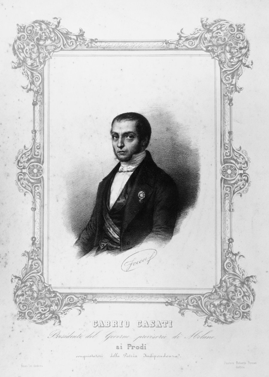 Ritratto di Gabrio Casati (1798-1873), politico italiano che fu primo ministro del Regno di Sardegna, incisione da John Ward Dunsmore