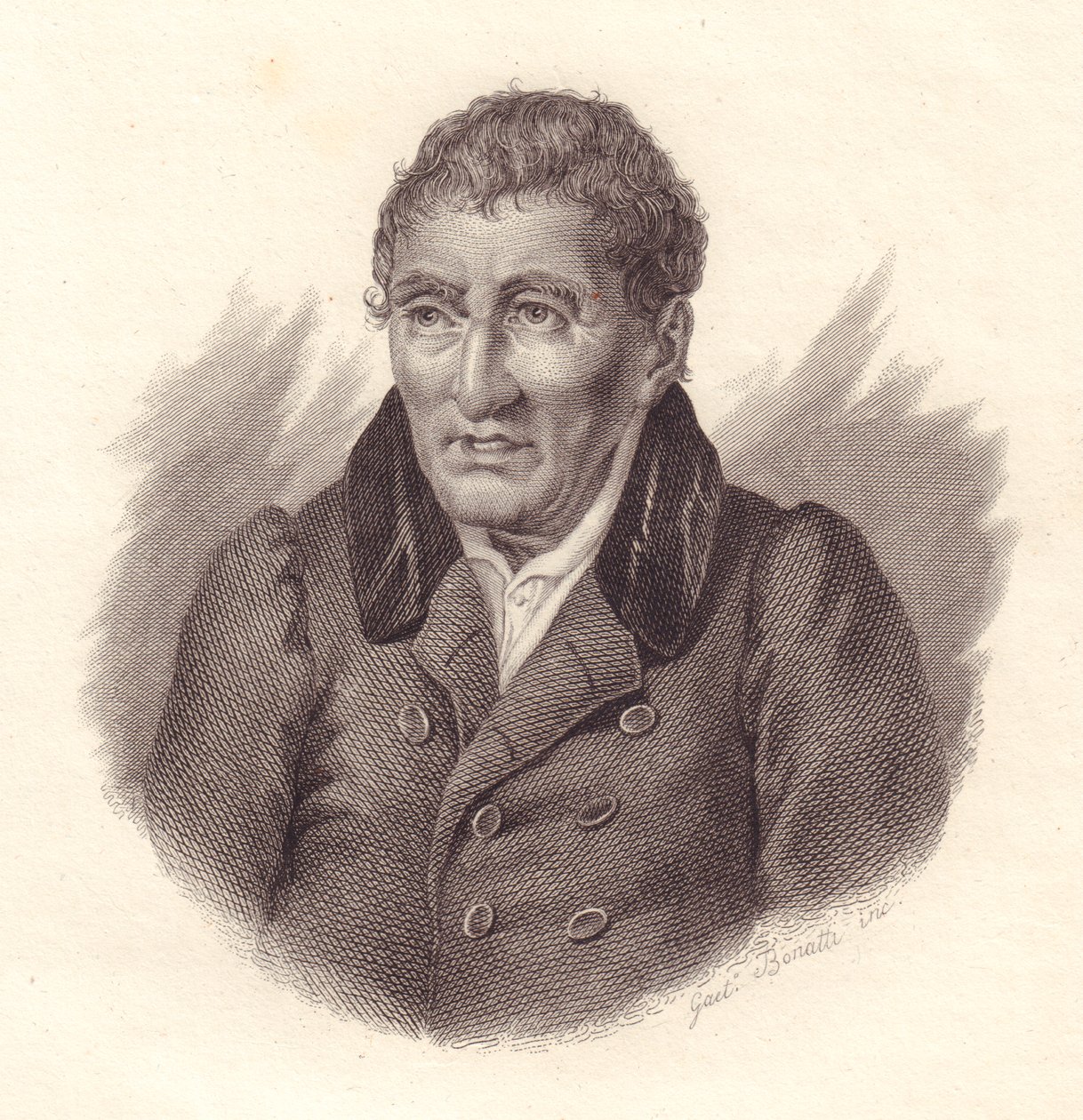 Ritratto del poeta italiano Jacopo Vittorelli (1749-1835), incisione in rame di Bonatti da John Ward Dunsmore
