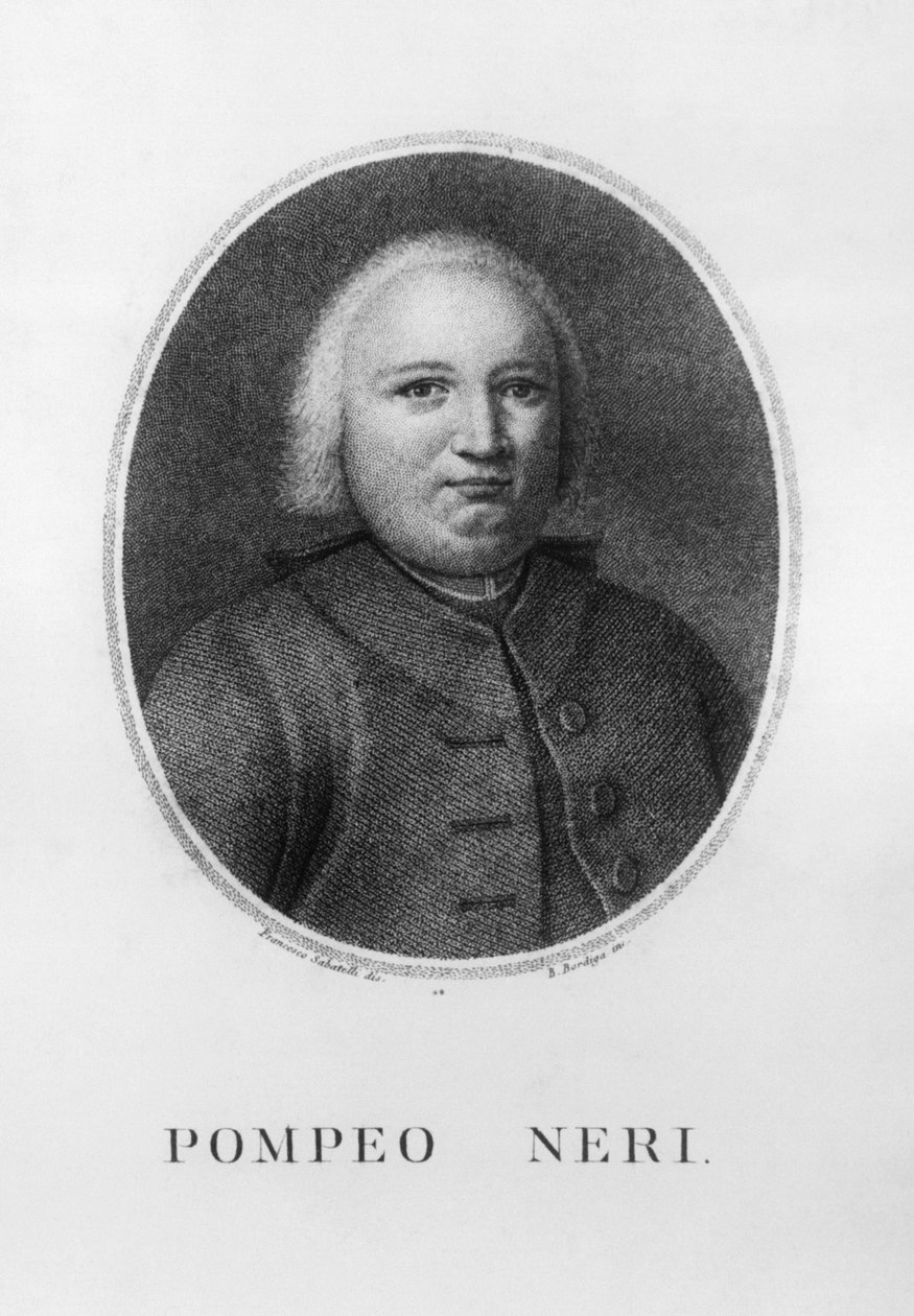 Ritratto di Pompeo Neri (1706-1776), giurista e politico italiano, incisione di Benedetto Bordiga (1768-1847) da un disegno di Francesco Sabatelli (1803-1829) da John Ward Dunsmore
